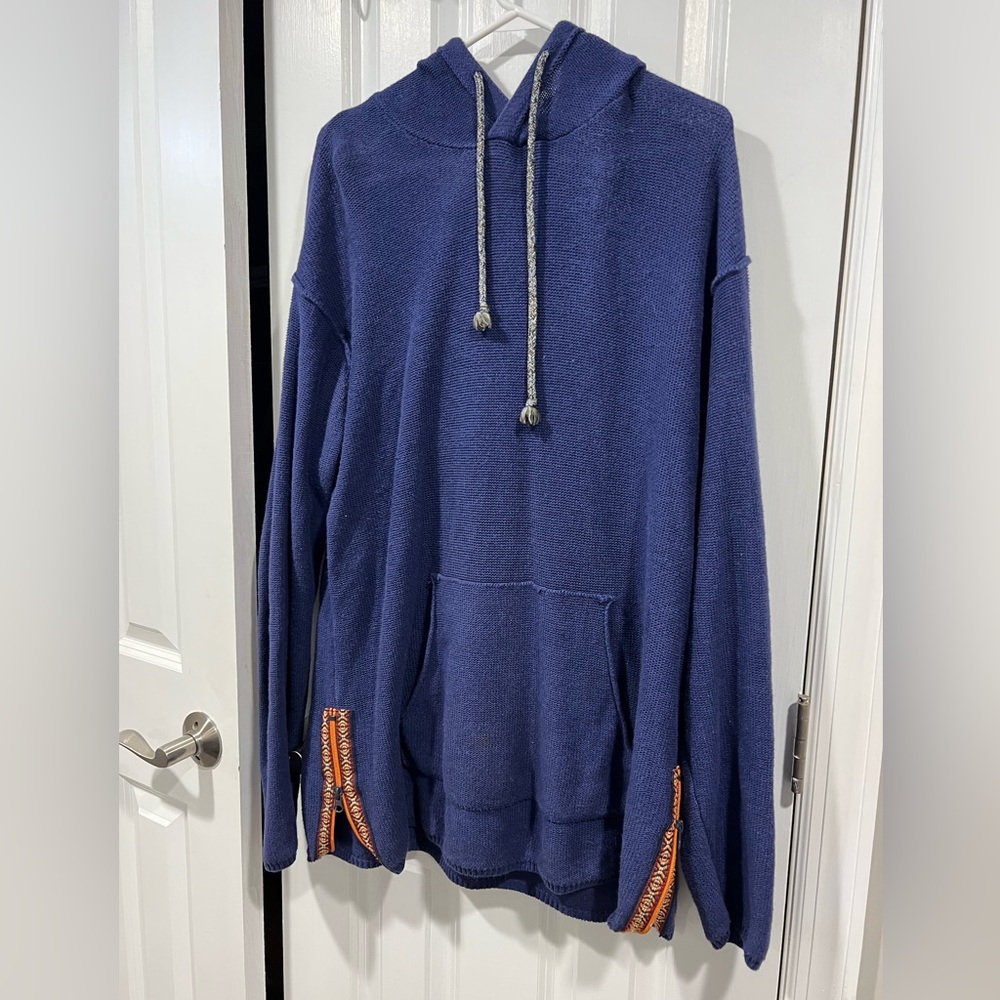 Men's Blue Hoodie Sweater Large